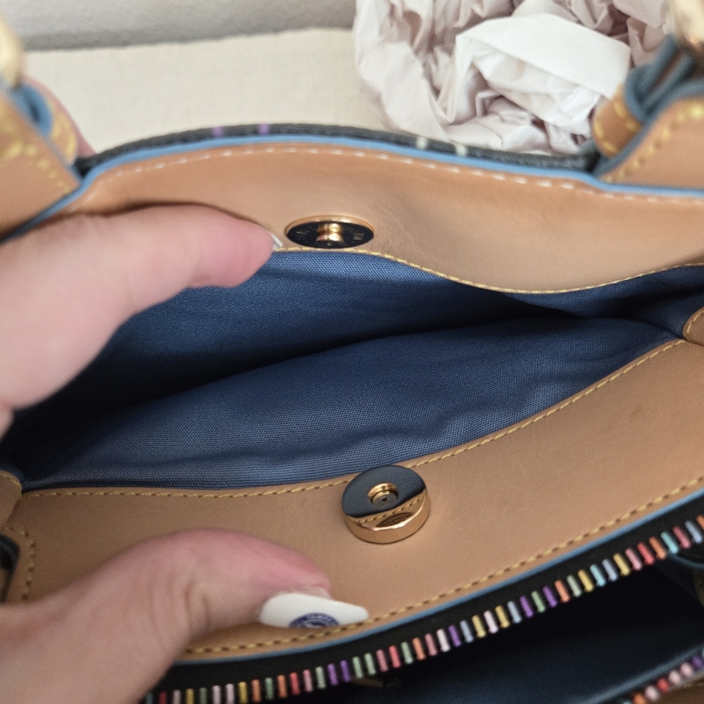 Dooney & Bourke Multicolor Monogram Satchel With Rainbow Zipper - Picture 5 of 9